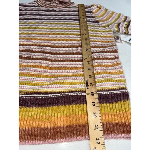 NWT Tribal Women’s Turtleneck Sweater Multicolor Stripe Bordeaux Small Retro - Picture 11 of 11